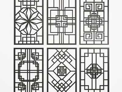 Intricate Room Dividers With Various Traditional Geometric And Floral Patterns 3d model