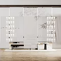 Modern Minimalist Interior With Glass Door Bamboo Leaves Sofa And Lighting