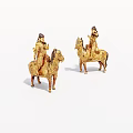 Elegant Golden Horseback Figures Decorative Statues With Fine Craftsmanship