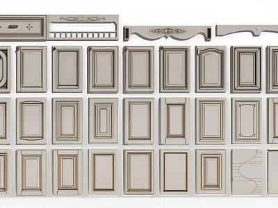 Various Kitchen Cabinet Door Designs With Different Panel Styles And Patterns 3d model