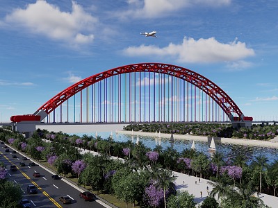 suspension bridge river-crossing bridge viaduct profiled bridge municipal bridge cable-stayed bridge river-crossing bridge 3d model