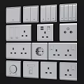White Electrical Switch Panels Various Types With Sockets And USB Ports 3d model
