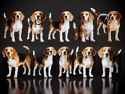 Different Reptile Lizards in Various Poses on Black Background with Reflections 3d model