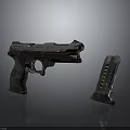 Tactical Semi Automatic Pistol With Detachable Magazine And Ergonomic Grip 3d model
