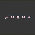 Man's Hands Displaying Various Pink and Blue Gestures Arranged in Rows on Dark Background