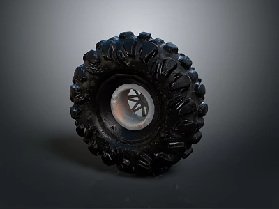 Durable Off Road Car Tire With Deep Tread Pattern And Metal Wheel Rim 3d model