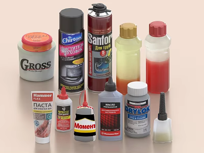 Assorted Household Product Bottles And Containers 3d model