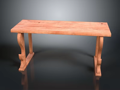 Solid Wood Bench With Rectangular Top And Sturdy Legs Classic Design 3d model