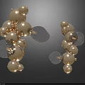 Abstract Modern Artistic Golden Transparent Spheres Structure On Dark Background 3d model