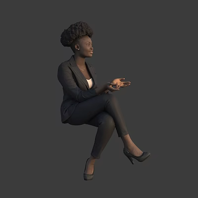 Sitting Woman Female Black 3d model