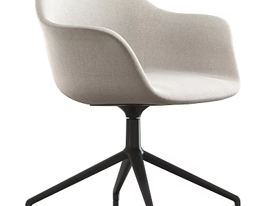 Modern Minimalist Office Chair With Fabric Upholstered Curved Backrest And Black Five Star Base 3d model