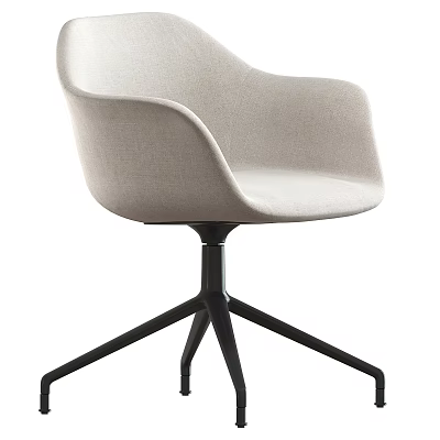 Modern Minimalist Office Chair With Fabric Upholstered Curved Backrest And Black Five Star Base 3d model