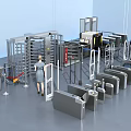 Public Facilities Access Control Systems With Various Turnstiles And Security Gates 3d model