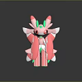 Cute Pink And Green 3D Modeled Character With Petal Like Wings