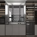 Modern Kitchen Interior With Wine Racks Appliances Countertop Window Blinds And Storage Cabinets