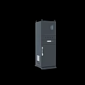 Grey Kitchen Appliance Storage Cabinets With Closed And Open Design And Shelves