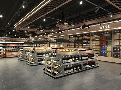 Supermarket Wine District Shopping Mall Winery 3d model