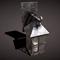 Vintage Industrial Metal Wall Lamp With Square Glass Lampshade And Pointed Top Design