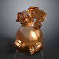 Golden Pig Shaped Decorative Figurine Holding Sign For Home Living Decoration