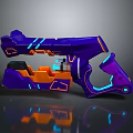Futuristic Sci Fi Weapon Design With Purple Orange Accents Blue Glowing Lines And Ergonomic Grip