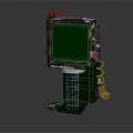 Green Radar Monitoring Device With Fan Shaped Display Screen Cylindrical Base And Connected Cables