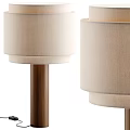 Two Modern Table Lamps With Beige Lampshades And Wooden Poles For Home Decor