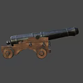 Ancient Cannon As Historical Weapon With Metal Barrel Wooden Carriage And Wheels