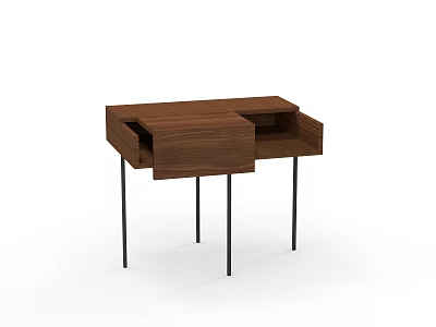Modern Wooden Dressing Table With Drawers And Black Metal Legs Minimalist Design 3d model