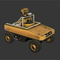 Yellow Unmanned Robot Vehicle Design With Camera Sensor And Four Wheels