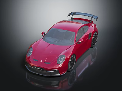 Red Sports Car With Rear Spoiler And Sleek Modern Aerodynamic Design 3d model