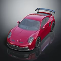 Red Sports Car With Rear Spoiler And Sleek Modern Aerodynamic Design
