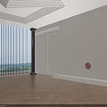 Modern Dark Wooden Wine Cabinet With Four Door Vertical Stripe Design And Golden Handles