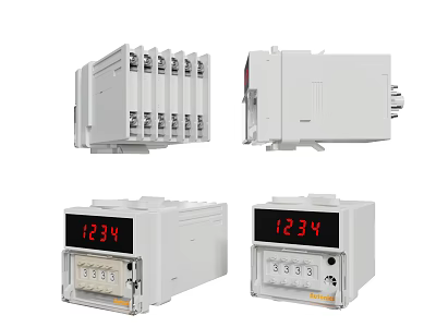 Industrial Control Devices With White Housing Digital Display And Interfaces 3d model