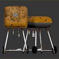 Orange Barbecue Grills With Black Grills Metal Stands Wheels And Rust Wear For Household Use