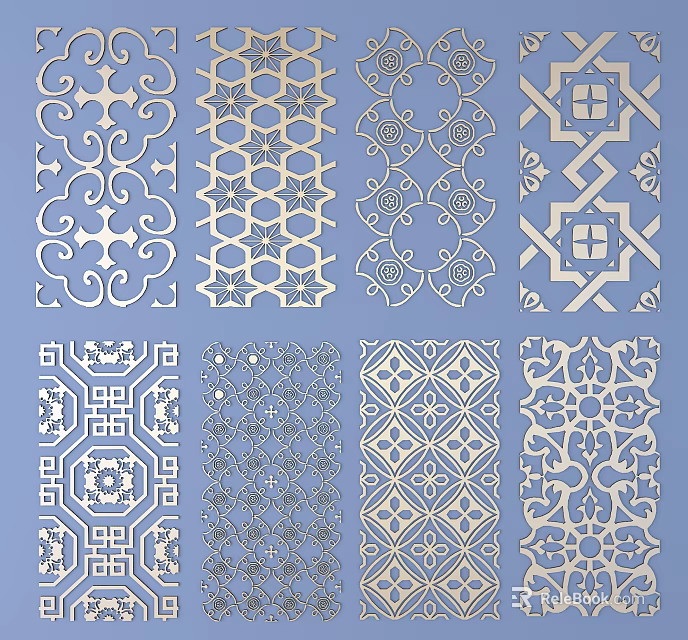Intricate Carving Patterns With Traditional And Geometric Designs For Decorative Use 3d model