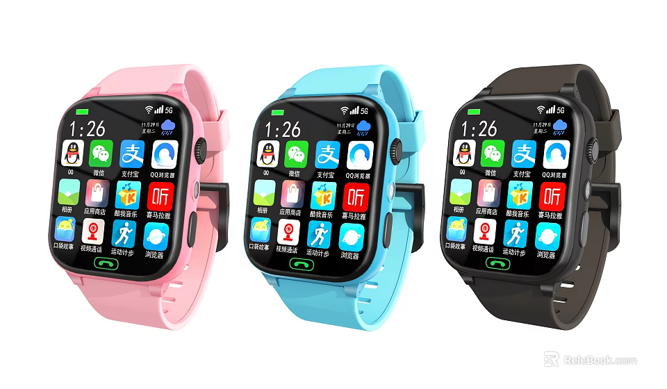 Colorful Smart Watches With Touch Screen Call And Fitness Tracking Features 3d model 