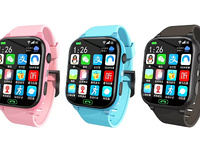 Colorful Smart Watches With Touch Screen Call And Fitness Tracking Features 3d model