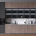 Modern Kitchen Interior Design Wooden Cabinets With Lighting Strips And Marble Countertop