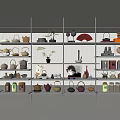 New Ornaments Combination Bookshelf Bookcase Teapot 3d model