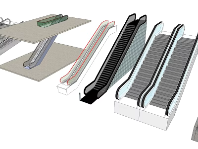 Modern Commercial Escalators With Various Designs For Public And Commercial Spaces 3d model