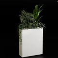 White Square Flower Stand with Lush Green Plants and Palm Leaves