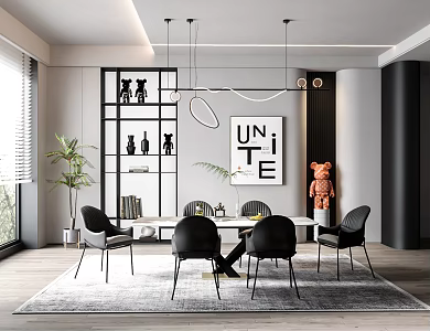 Modern Restaurant Dining Table and Chair 3d model