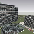 Modern Office Building Complex With Green Landscaping And Open Plaza Areas