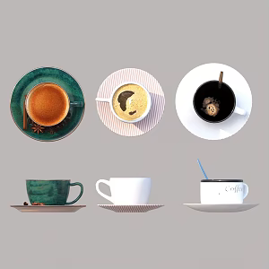 Coffee coffee cups and saucers 3d model