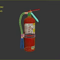 Red Fire Extinguisher With Hose Handle And Instruction Label On Shiny Surface