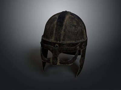 Ancient Metal Helmet With Face Guard And Vintage Historical Warrior Design 3d model