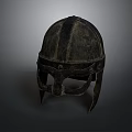 Ancient Metal Helmet With Face Guard And Vintage Historical Warrior Design