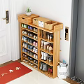 Wooden Multi Tiered Shoe Cabinet For Entryway With Shoes Storage And Decorative Potted Plant