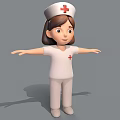 Cartoon Woman In Nurse Uniform With Red Cross Cap And Outstretched Arms
