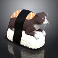 Playful Cat Shaped Sushi Design With Salmon Topping And White Rice